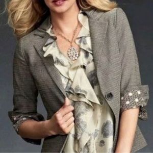 CAbi Barrister Blazer Style 923 Tweed Gray Size 8